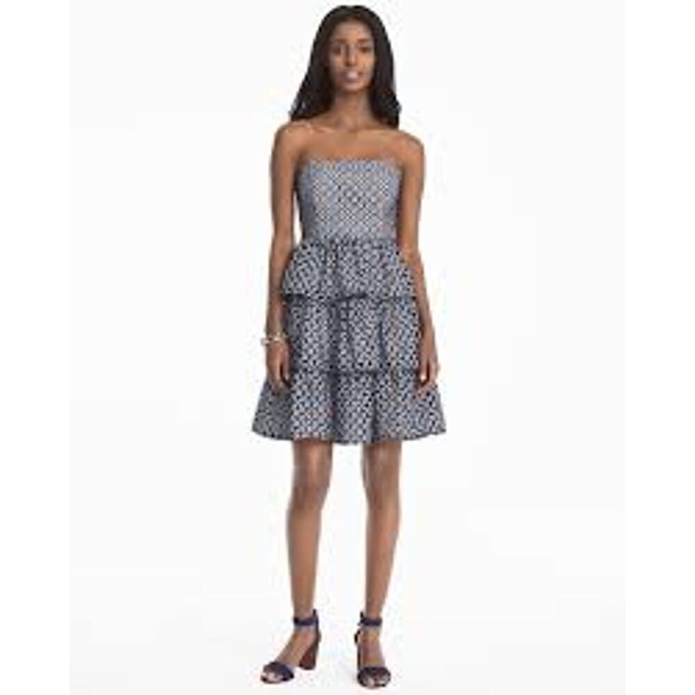 ✨ NWT White House Black Market Strapless Tiered Dress 100% Cotton Sz 0